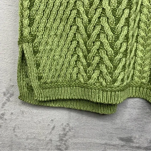 AranCrafts Women’s Size Large 100% Merino Wool Open Cardigan Sweater. Green. - Picture 5 of 6